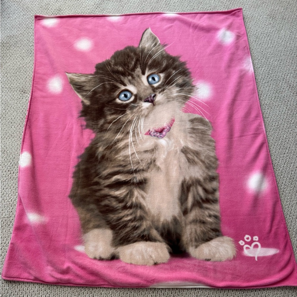 Fleece Kitten Pink Blanket/throw SZ 47.5 x 57